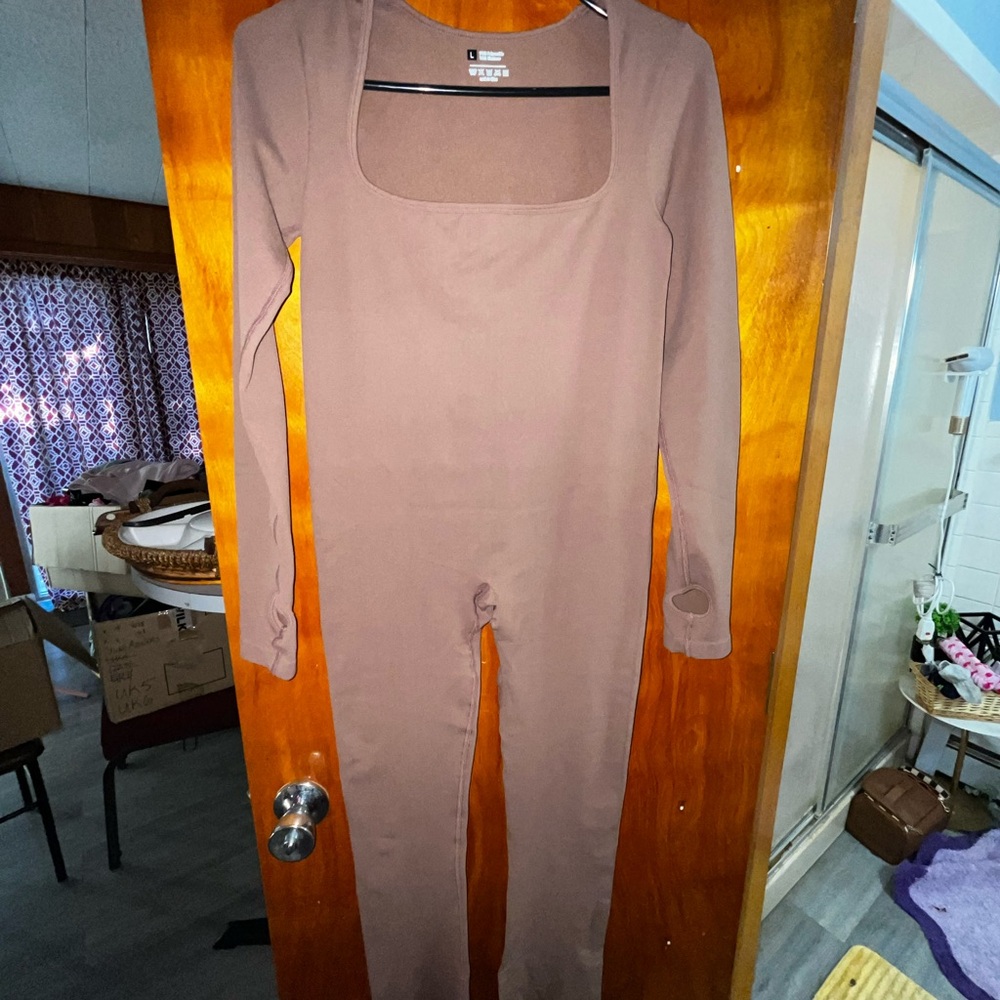 Brown Long Sleeve Jumpsuit
